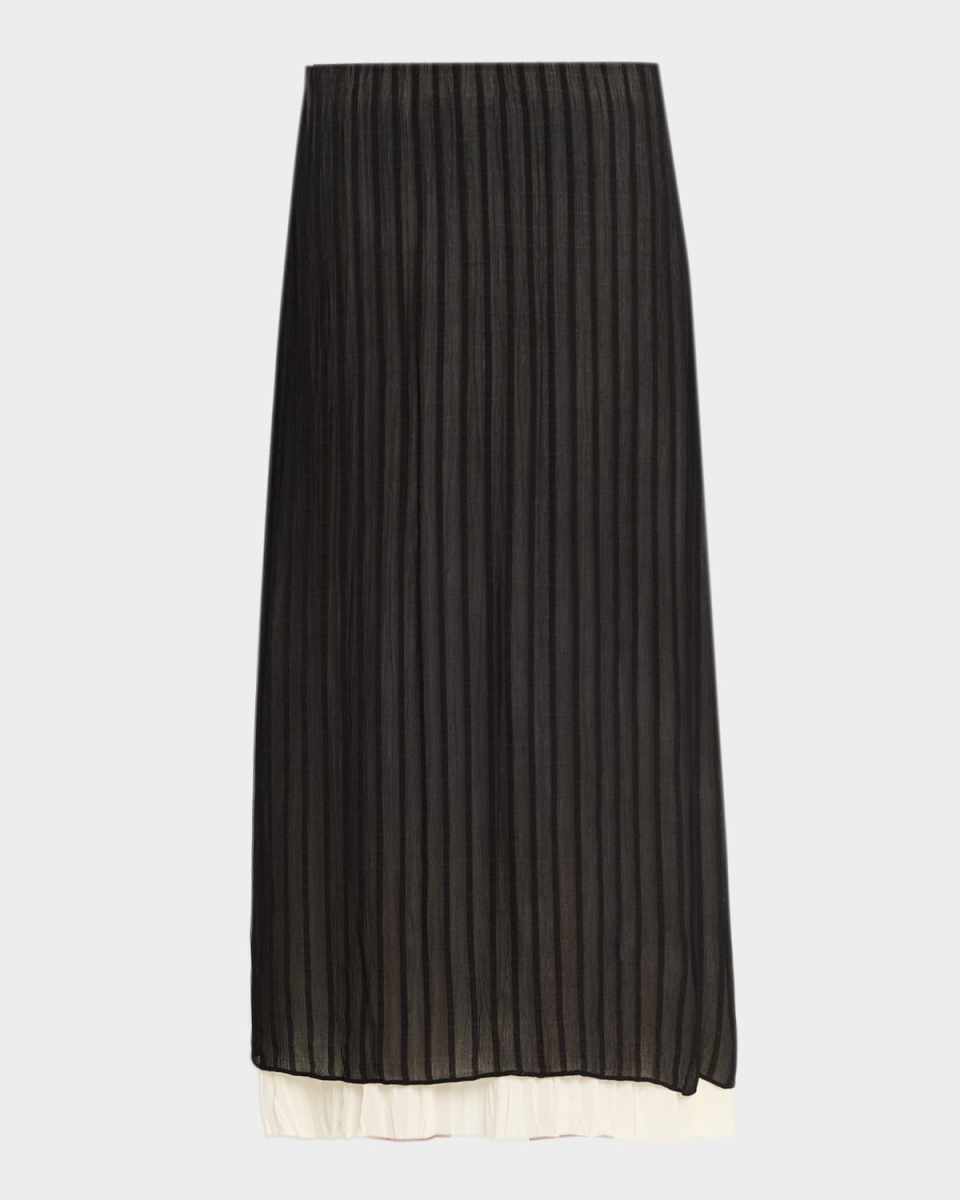Layered Pleated Midi Skirt